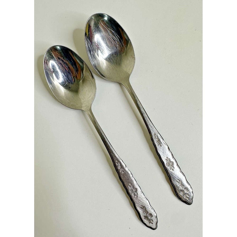 Oneida Floral Bouquet Stainless Flatware Set of 2 Spoons Teaspoons